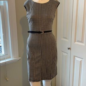 NWT XS Merona Belted black & White Dress